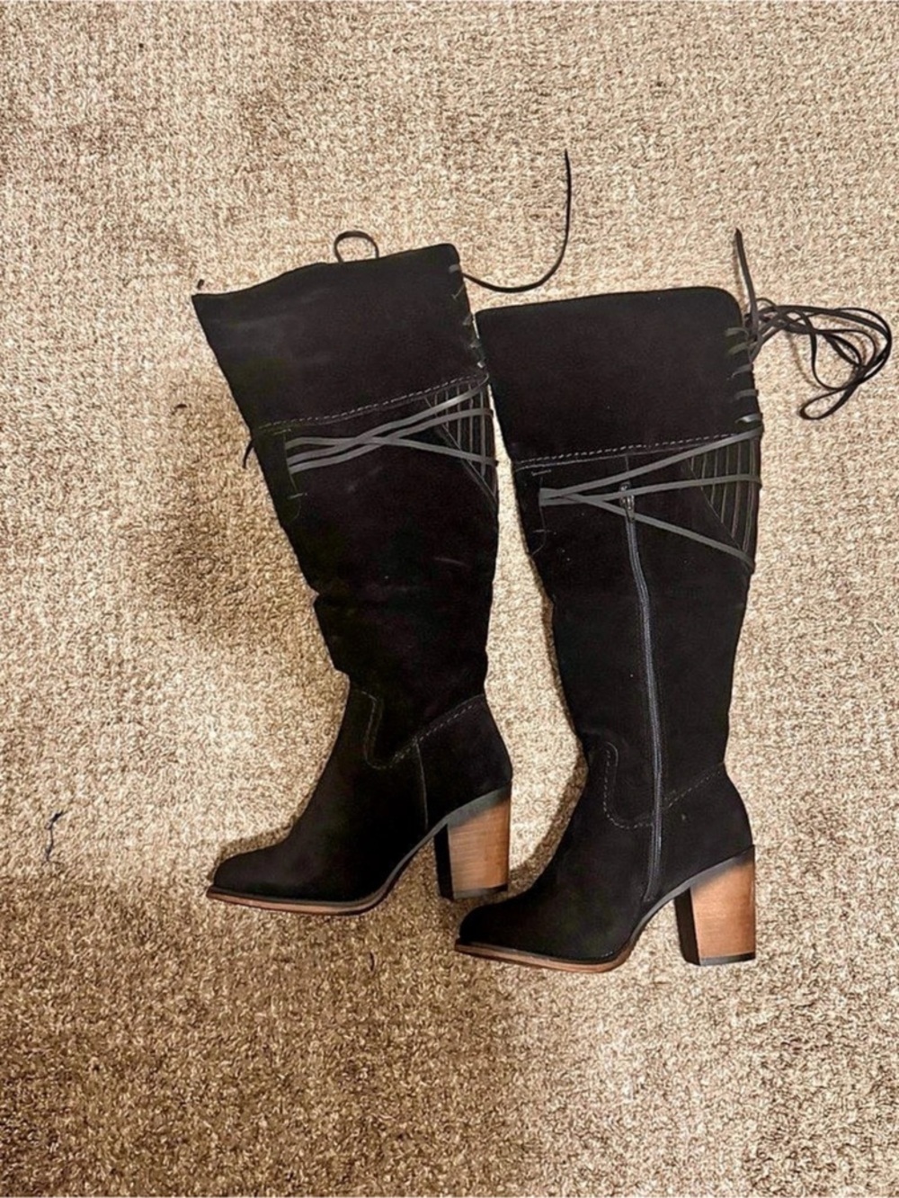 Black Over-the-Knee Heeled Boots